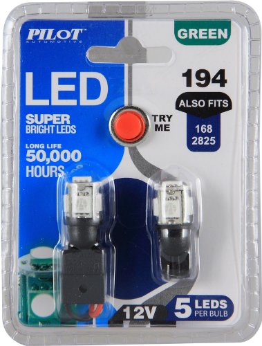 Pilot Automotive (IL-194G-5) Green 5-SMD LED Dome Light Bulb - 2 Piece