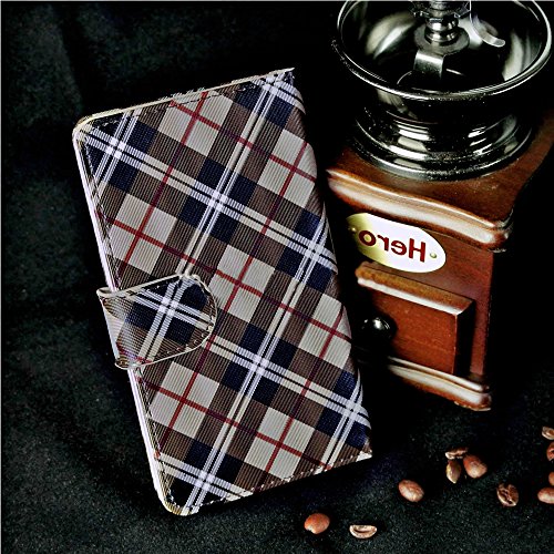 myLife (TM) Sepia Brown, Black and Red - Plad Design - Koskin Faux Leather (Card, Cash and ID Holder + Magnetic Detachable Closing) Slim Wallet for NEW Galaxy S5 (5G) Smartphone by Samsung (External Rugged Synthetic Leather With Magnetic Clip + Internal Secure Snap In Hard Rubberized Bumper Holder + Lifetime Warranty + Sealed Inside myLife Authorized Packaging) 