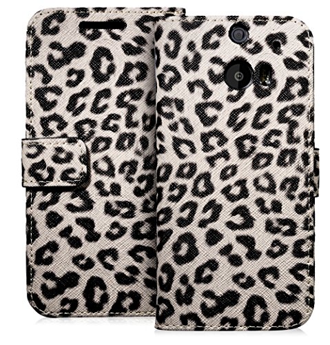 myLife (TM) Light Grey Cheetah Print Series {Glamorous Design} Faux Leather (Card, Cash and ID Holder + Magnetic Closing) Slim Wallet for the All-New HTC One M8 Android Smartphone - AKA, 2nd Gen HTC One (External Textured Synthetic Leather with Magnetic Clip + Internal Secure Snap In Hard Rubberized Bumper Holder)