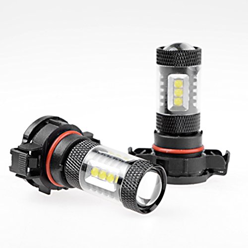 2X White H16 2504 PSX24W 16-LED DRL Running Lamp Fog Light Bulb For Honda Mazda Mitsubishi Nissan Toyota