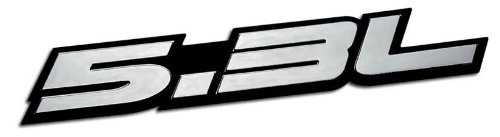 5.3L Liter Embossed SILVER on Black Highly Polished Silver Real Aluminum Auto Emblem Badge Nameplate for Cadillac Escalade Chevrolet Chevy Avalanche Express Silverado 1500 Suburban Tahoe Trailblazer Impala Express 1500 SSR Monte Carlo El Camino Bel Air Corvette Chevelle EXT SSR GM GMC Savana Sierra 1500 Yukon XL Envoy Denali Canyon Isuzu Ascender Buick Rainier Pontiac Grand Prix Vortec Performance