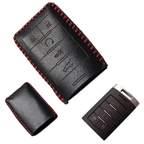 iJDMTOY (1) Black Leather 3D Key Fob Holder For Cadillac ATS CTS DTS SRX XTS Escalade Chevrolet Corvette, etc