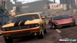A muscle car & an exotic car racing in 'Midnight Club: Los Angeles'