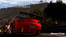 Car beneath the Hollywwod sign in 'Midnight Club: Los Angeles''