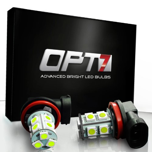 OPT7® H10 Advanced Bright 13-SMD LED Fog Light Bulbs - 10000K Deep Blue - Plug-n-Play (Pack of 2)