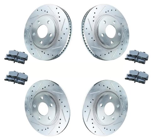1997 - 2004 CHEVY CHEVROLET CORVETTE C5 Front and Rear Cross Drilled / Slotted Sport Brake Rotors , Performance Ceramic Pads , and Stainless Steel Hardware Package