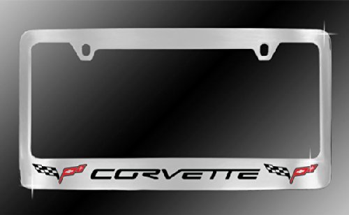 C6 Corvette License Plate Frame with C6 Flags