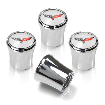 Chevrolet Corvette C6 Logo Chrome Tire Stem Valve Caps, Official Licensed Chevrolet Corvette C6 Logo Chrome Tire Stem Valve Caps, Official Licensed