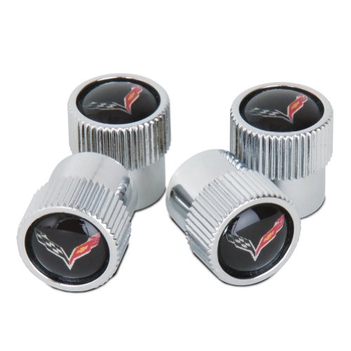 Corvette Valve Stem Cap - Black - 4 Pieces C7
