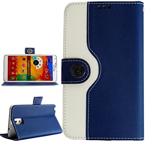 myLife Navy Blue + Classy White {Modern Design} Faux Leather (Card, Cash and ID Holder + Magnetic Closing) Slim Wallet for Galaxy Note 3 Smartphone by Samsung (External Textured Synthetic Leather with Magnetic Clip + Internal Secure Snap In Closure Hard Rubberized Bumper Holder)