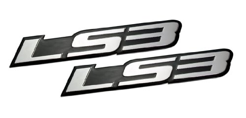 2 x (pair/set) LS3 Embossed SILVER on Black Highly Polished Silver Real Aluminum Auto Emblem Badge Nameplate for GM General Motors Performance Chevy Chevrolet Corvette C6 Camaro SS RS Pontiac G8 6.2L GXP Holden Special Vehicles Clubsport R8 Tourer Grange GTS Senature Signature Maloo R8 E Series Vauxhall VXR8