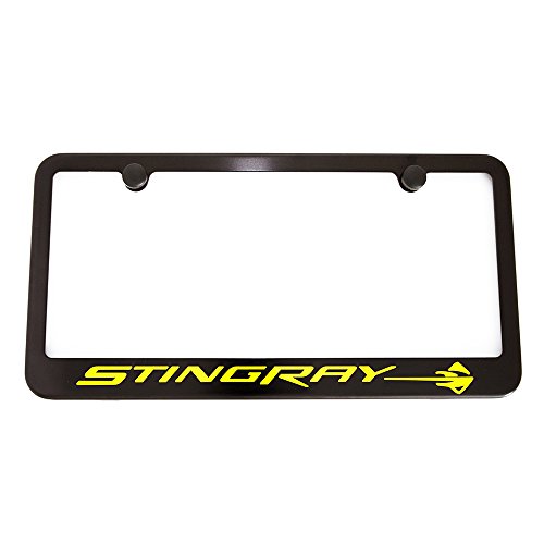 2014 Chevrolet C7 Corvette Stingray Satin Black License Plate Frame - Yellow
