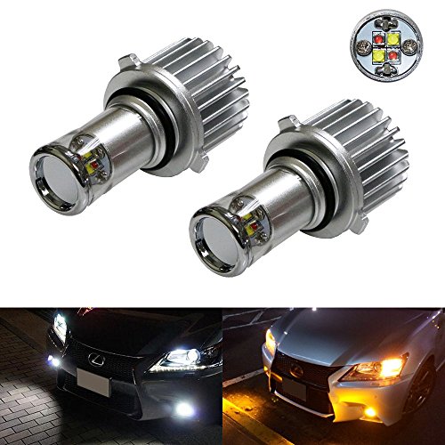 iJDMTOY (2) Color Switchable White/Amber 20W CREE High Power 9005 9006 9040 9050 9145 H10 LED Bulbs For Fog Lights or Driving DRL Lamps
