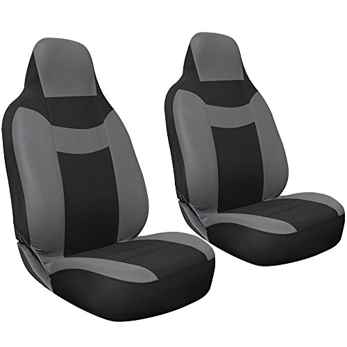OxGord 2pc Integrated Flat Cloth Bucket Seat Covers, Universal Fit for Car/Truck/Van/SUV, Gray & Black