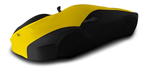 Coverking Custom Car Cover for Select Chevrolet Corvette Models - Satin Stretch (Yellow with Black Sides)