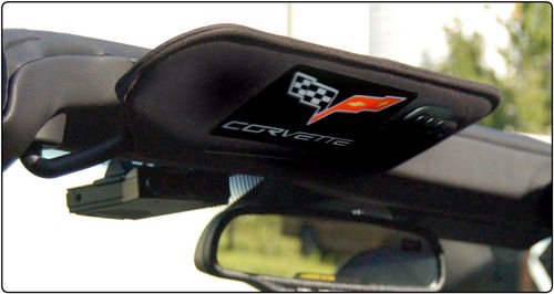 Corvette C6 CARBON FIBER Visor Airbag Decal Covers, Domed, Heavy Weight Foil & Epoxy, Pair