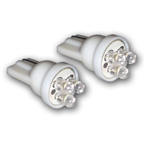 TuningPros LEDLP-T10-W3 License Plate LED Light Bulbs T10 Wedge, 3 LED White 2-pc Set