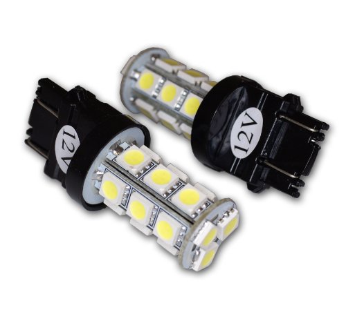 TuningPros LEDBL-3157-WS18 Backup Reverse LED Light Bulbs 3157, 18 SMD LED White 2-pc Set