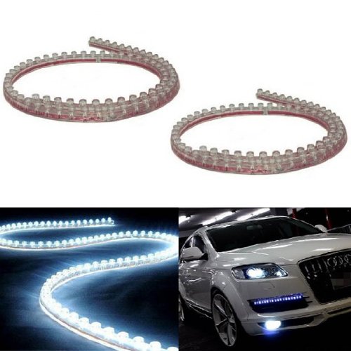 (2) iJDMTOY 20 inches 48-LED Flexible LED Strip Lights For Headlights, DRL, Xenon White