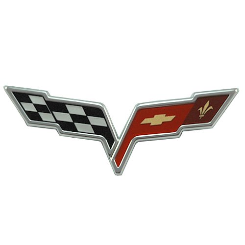 2005-2013 C6 Corvette Front Hood Crossed Flags Badge; OEM Factory Emblem