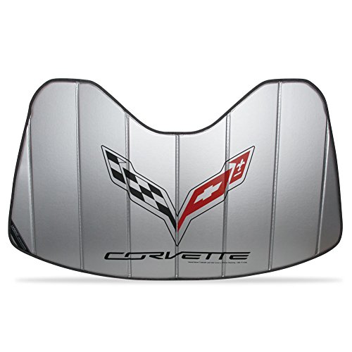 West Coast Corvette C7 Corvette Stingray Logo Accordion Style Sunshade - Insulated Plain Silver