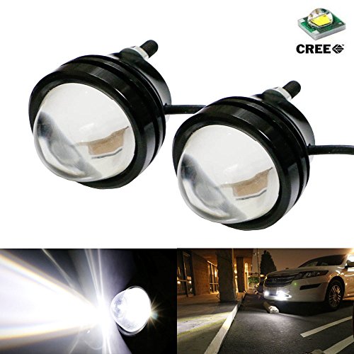 iJDMTOY (2) Xenon White 5W CREE High Power Bull Eye LED Projector Lamps, Good For Parking Lights, Fog Lights, Driving DRL Lights or Backup Reverse Lights