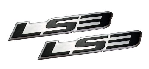 2 x (pair/set) LS3 Embossed BLACK on Highly Polished Silver Real Aluminum Auto Emblem Badge Nameplate for GM General Motors Performance Chevy Chevrolet Corvette C6 Camaro SS RS Pontiac G8 6.2L GXP Holden Special Vehicles Clubsport R8 Tourer Grange GTS Senature Signature Maloo R8 E Series Vauxhall VXR8
