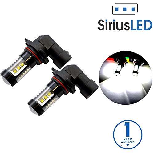 SiriusLED Extremely Bright 80W High Power Projector LED Bulbs for Fog Lights Daytime Running DRL Driving 9005 9145 H10 HB3 6000K Xenon White