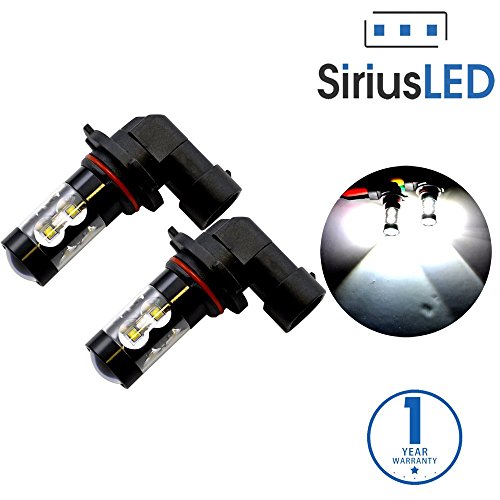 SiriusLED Extremely Bright 50W Projector LED Bulbs for Fog Lights Daytime Running DRL Driving 9006 HB4 6000K Xenon White