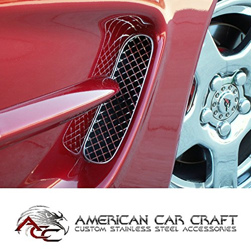 C5 Corvette Side Cove Vent Screen Grilles Polished Stainless Steel Fits: All 97 through 04 Corvettes