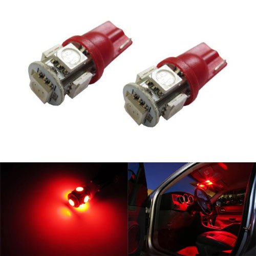 iJDMTOY 5-SMD 168 194 2825 T10 LED Car Interior Map Dome Light Bulbs, Brilliant Red