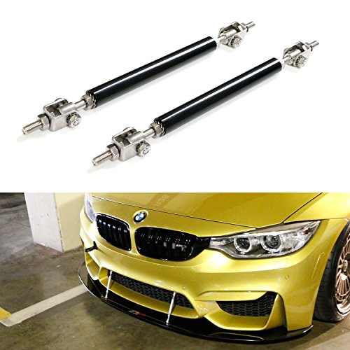 iJDMTOY (2) Universal Black Aluminum Front Bumper Lip Splitter Strut Rod Support Bars, 5.0 iJDMTOY (2) Universal Black Aluminum Front Bumper Lip Splitter Strut Rod Support Bars, 5.0