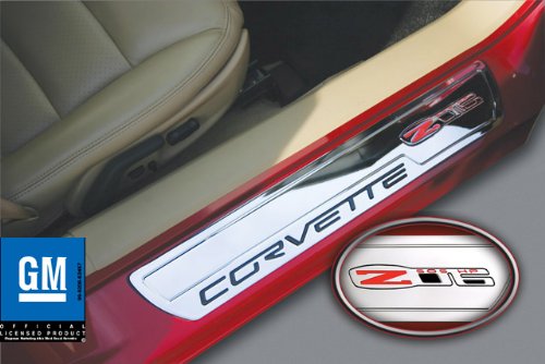 Corvette Door Sill Plates - Billet Chrome with Z06 505HP Logo : Z06 Corvette Door Sill Plates - Billet Chrome with Z06 505HP Logo : Z06