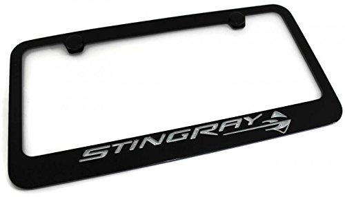 C7 Corvette Stingray Z06 Black Metal License Plate Frame Rotary Engraved Logo