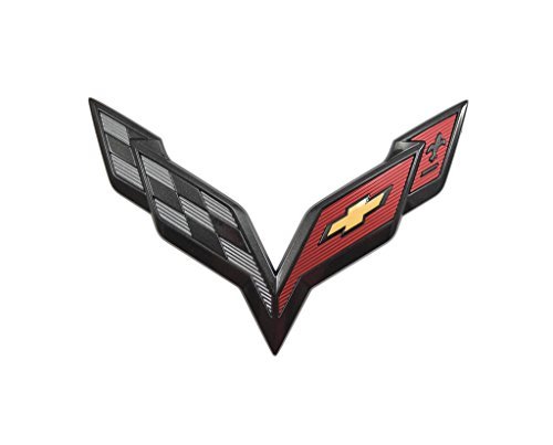 2014+ C7 Corvette Stingray OEM GM Front Bumper Carbon Flash Crossed Flags Emblem